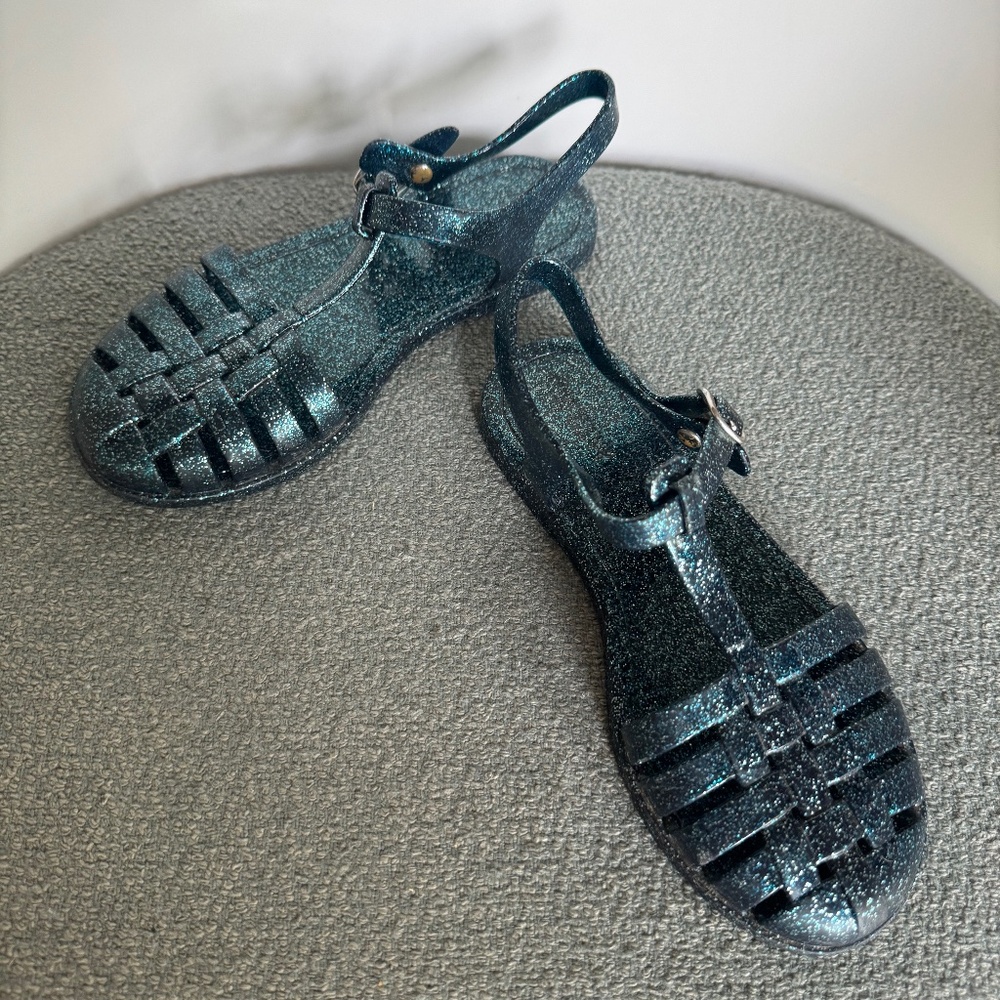 old navy blue sparkle jellies